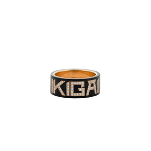 IKIGAI™️ Logo Ring in Black Ceramic with Diamonds