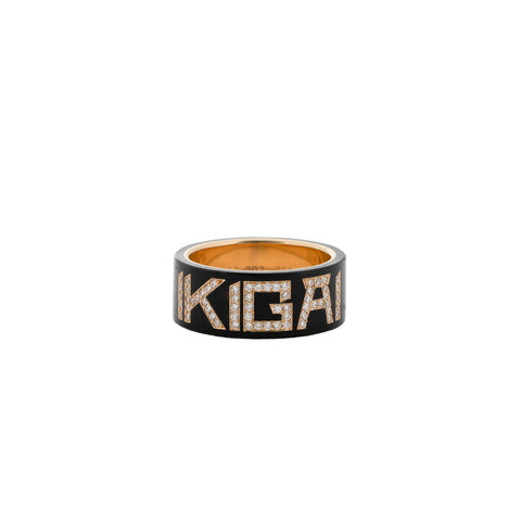 IKIGAI™️ Logo Ring in Black Ceramic with Diamonds